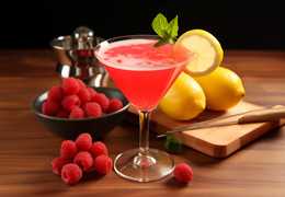 Limoncello con Prosecco e lamponi ghiacciati